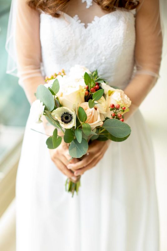Bride's bouquet before the marriage ceremony in Annapolis