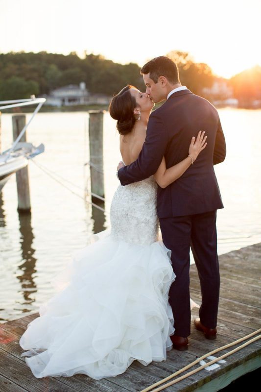 Annapolis bride and groom kissing
