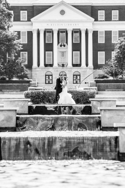 Bride and Groom in McKeldin Mall at the University of Maryland 
