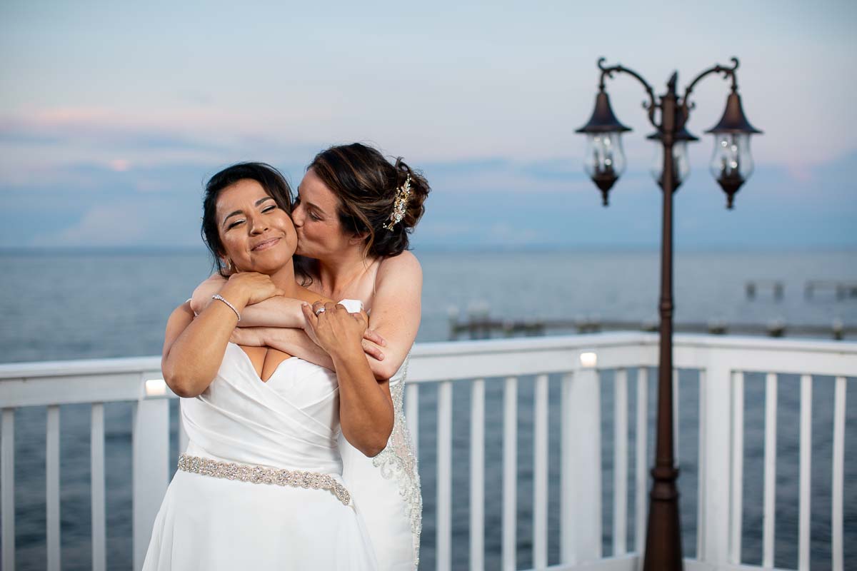 Lesbian wedding at celebrations at the bay